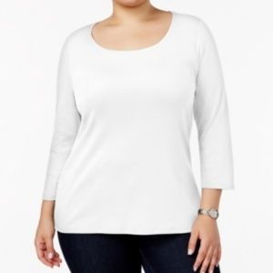 NWT Charter Club Plus Size Cotton Scoop-Neck Top